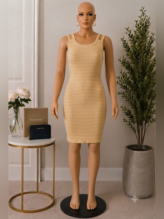 Forever 21 Dresses & Skirts - Forever 21 Yellow & White Striped Ribbed Midi Dress